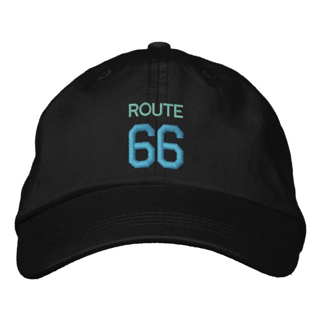 Bold Route 66 and Emblem Cap/Hat Adjustable Back 3D Embroidery Assorted Colors